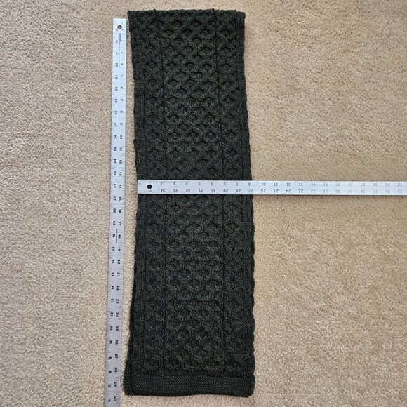 Aran Crafts 100% Merino Wool Green Mottled Heather Scarf Cable - Picture 8 of 8